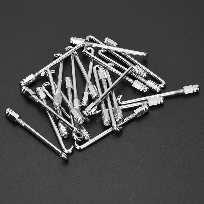 24Pcs Banjo Hooks Silver Metal Chrome Plated Parts Musical Instrument