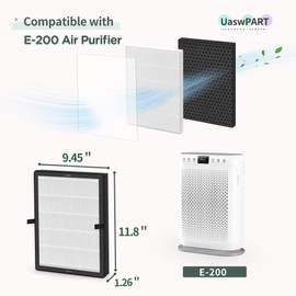 UASWPART E-200 HEPA Filter Compatible with E-200 Air Puri-Fier, 3-in-1 Filtration System with E-200 True HEPA and Activated Carbon Filter, 4-Pack