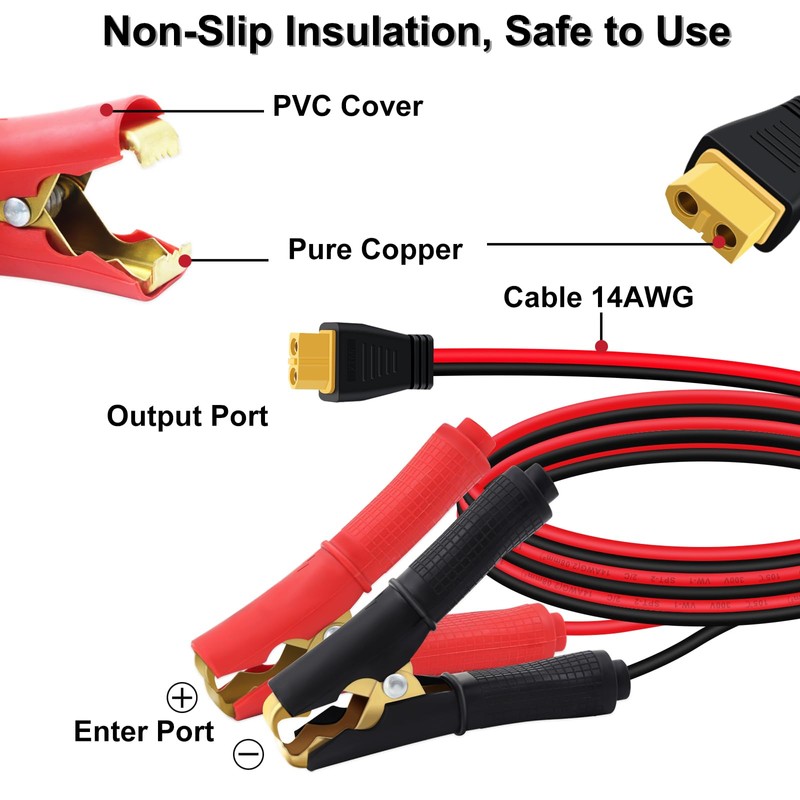 YINGAYOU XT60 Crocodile Clips XT60 to Car Cable Clip 12V