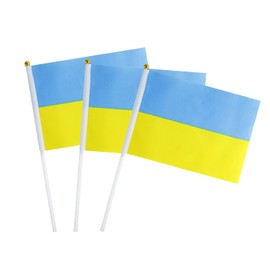 Ukraine Flag Ukrainian Hand Held Small Mini Stick Flags Decorations International Country World Flags For Party Olympics Festival Parades Parties Decor (20 pack) (Ukraine)