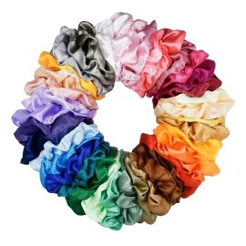 Set 20 Scrunchies Elásticos De Satín Para Cabello