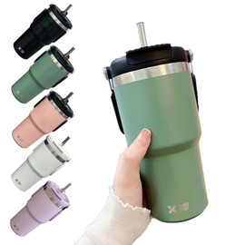 KONARO Tumbler, 23.6 fl oz (600 ml) / 900 ml, Large Capacity, Water Bottle, Straw Included, Water Bottle, With Lid, Vacuum Insulated, Heat Insulated, Cold Insulated, Stainless Steel Bottle, Wide Mouth