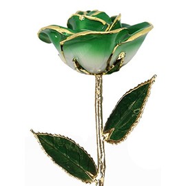 24k Gold Rose - Real Rose Dipped in Gold (2-Tone Dark Green)