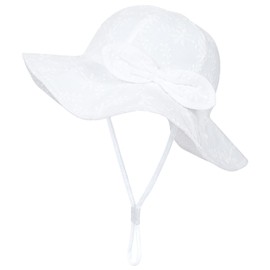 Baby Girl Embroidery Floppy Sun Hat 12-18 Months Toddler Kids Girls Cotton Summer Hats Bucket Cap with UPF 50+ Sun Protection
