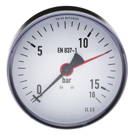 Fittingteile - Pressure Gauge 111.12 Horizontal Diameter 100 mm - Class 2.5 for Compressed Air Pneumatic Pressure Gauge EN 837-1 (Display Range: 0 to 16 bar)