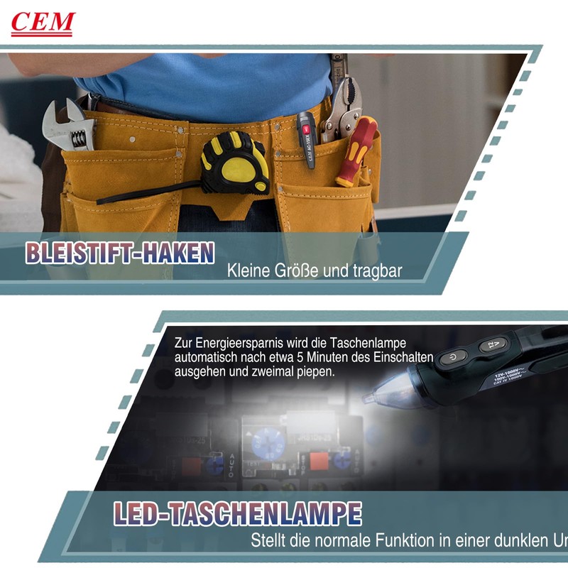 CEM AC-15EX Non-Contact AC Voltage Tester with LED Signal Lamp