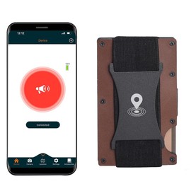 Anti-Lost Bluetooth Card Holder Wallet Tracker & Finder Position Locator Slim Minimalist Men's Tracking Wallets in Leather (Brown)