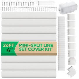 Plusluck 4" 26Ft Mini Split Line Set Cover, PVC Ductless Air Conditioner Decorative Pipe, Pump Covers, AC Line Cover Kit, for Outside Units Air Conditioners & Heat Pumps, All in One Set