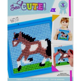 Sew Cute DIY Sew Cute Horse Pony Kids Beginner Starter Needlepoint Kit with Frame 6"x6"