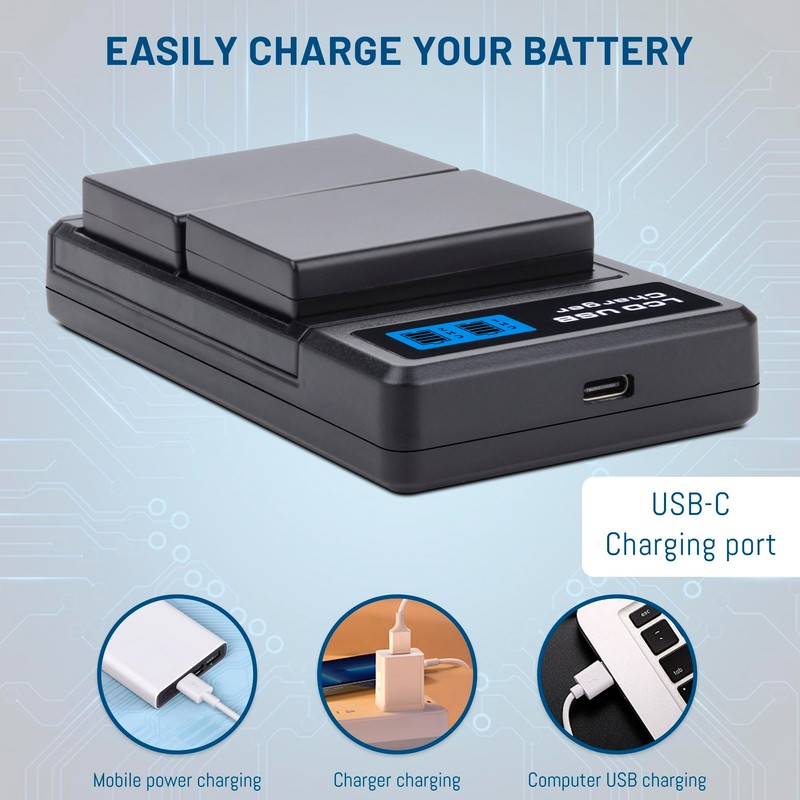 2-Pack EN-EL9 EN EL9a Batteries with USB-C Dual Charger Compatible