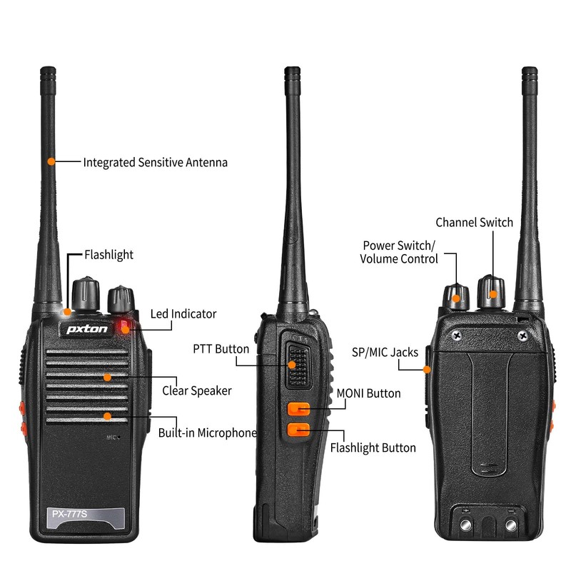 pxton 777S walkie talkies Long Range for Adults Rechargeable with