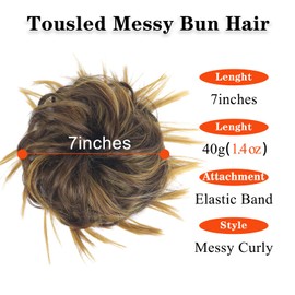 Beyond Beauty Messy Bun Hair Piece With Elastic Rubber Band Synthetic Hair Extensions Wavy Hair Chignon Updo Ponytail Hair Scrunchies For Women Brown Mix Gold Blonde