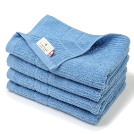 TANGONO Imabari Towel, Easy to Dry Towel, Face Towel, Set of 4, 13.4 x 33.5 inches (34 x 85 cm), Smoke Blue) [Gentle Texture] Absorbent and Quick Drying, Made in Japan, Towel Room Drying, 100% Cotton,
