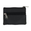 CTM Women's Leather Coin Purse with Front Pocket, Black