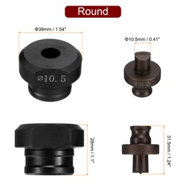 sourcing map Hydraulic Hole Punch Die 10.5mm Precise Round Hole Electric Hydraulic Hole Punching Kit for MHP-20 JP-20 Electric Hydraulic Punching Machine, Burgundy & Black