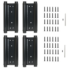 AnvFlik 8inch Black Double Action Spring Hinges, Self Closing Door Hinges for Cafe Saloon Pub Swinging Doors, 201 Stainless Steel, Including Pins and Screws, 4Pack