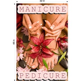 NAILSIGNS.com Pedicure & Manicure XIV Services Nail Salon Sign Advertising Marketing Décor Vertical (Wallpaper Fabric Poster Decal with Adhesive Backing [Indoors], 48")
