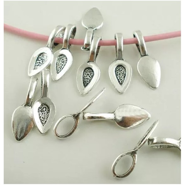 Unbranded 12 Glue On Bails Antique Silver Tone - FD011
