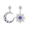 Hiqmic 925 Sterling Silver Post Star Moon Rhinestone Ear Stud