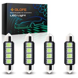 GLOFE 9-30V Extremely Bright 211-2 212-2 578 Festoon LED Bulbs Error Free 1.61" 41mm for Interior Map Dome Lights and License Plate Courtesy Door Lights, Ice Blue, 4PCs