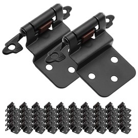 50 Pack (25 Pairs) 3/8" Inset Matte Black Cabinet Hinge,Self Closing Hinges for Kitchen/Bathroom/Furniture Cabinets & Doors,Decorative Cabinet Hardware Kitchen Cabinet Hinges