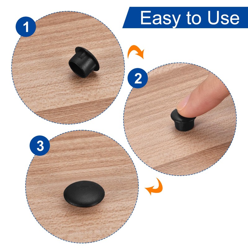 uxcell 300Pcs Screw Hole Plugs, 12mm(1/2") Dia Plastic Round Button