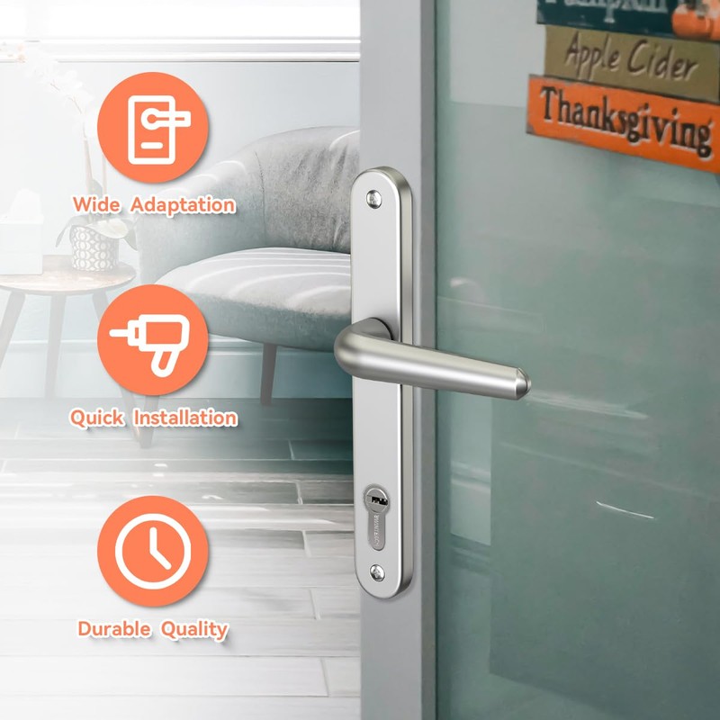 Bwintech 1 Set Satin Nickel UPVC Door Handle Set Stainless