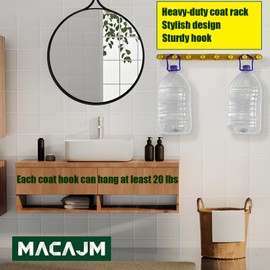 Stylish Brushed Gold Wall-Mounted Coat Rack Set (3 Pack) - 16 Heavy-Duty 304 Stainless Steel Hooks, Rustproof Entryway Wall Hook for Bathroom, Kitchen, Bedroom - Sturdy Hanging Space-Saving Storage