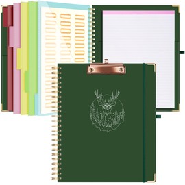 Ospelelf Clipboard Folio with Notepad for Letter Size, Clipboard Folder with Storage, 5 Folders with 10 Pockets, Elastic Closure and Pen Loop (Christmas Green)