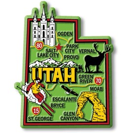 Utah Colorful State Magnet by Classic Magnets, 2.6" x 3.3", Collectible Souvenirs and Gifts Made in The USA