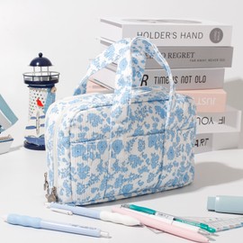 OZAOZ Large Pencil Case Pouch Extra Big Pencil Bag Wide Opening 5 Compartments Soft Corduroy Pen Bag Organizer with Zipper School Supplies for Girls Kids (A Orchid)