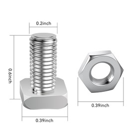 100Pack-Greenhouse Bolts and Nuts, Aluminium Square Head Bolts & Hex Nuts, Repair Kit Parts for Greenhouse and Garden Fixing