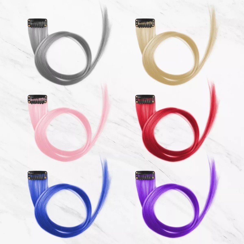 jianming Extensiones Cabello Sinteticas 10 Piezas Colores Fantasía