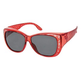 The Starlet Polarized 55 mm Fit Over OTG Butterfly Rhinestone Sunglasses, Red