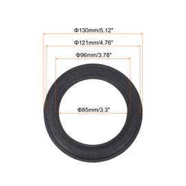 sourcing map 2 Pcs 5 Inch Foam Speaker Edge Surround Rings 85x130mm(IDxOD) Perforated Subwoofer Rings Replacement Parts for Speaker Repair or DIY,Black