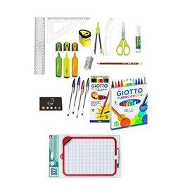 Blumie School Supplies Kit 18 Pieces Primary Pink + 1 Ruler Wooden Bookmark (Green)