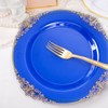 102pcs Blue Plastic Plates with Gold Rim, Disposable Party Plates,