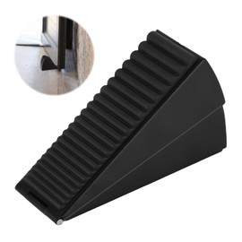 Tall Door Stopper, Stainless Steel Door Wedge Rubber Doorstop Floor Wedge Door Holder Security for Bottom of Door High Door Stop Hardware for Any Heavy Door (Black)