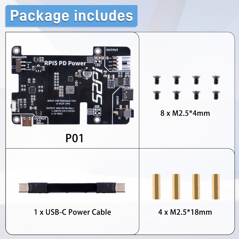 GeeekPi PD Power Expansion Board for Raspberry Pi 5 8GB