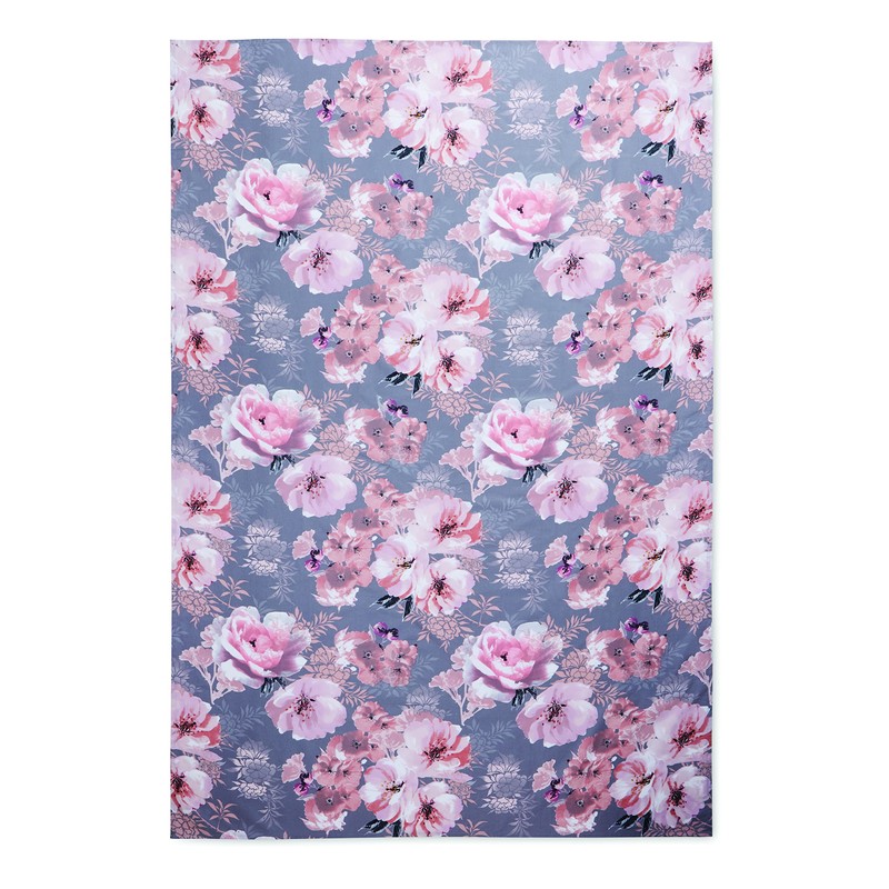 Catherine Lansfield Dramatic Floral137x229cm Wipe Clean Cotton Table Cloth Grey,