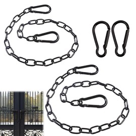 2 Pcs Gate Chain Lock,Black Metal Chain ，Stainless Steel Gate Link Chain Lock with 2 Detachable Carabiners for Outdoor Fences, Pet Cages, Horse Goat Cow Corrals（20 Inch and 24 Inch）