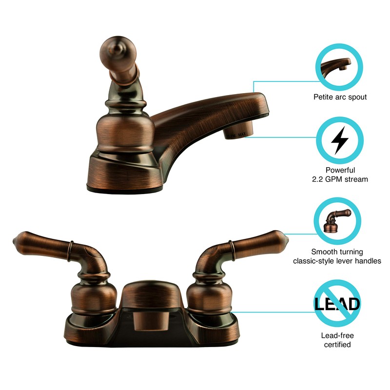 Dura Faucet DF-PL700C-ORB RV 2-Hole Bathroom Faucet with Classic 2-Handles