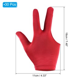 PATIKIL Breathable Pool Glove Spandex Left Hand, 30 Pcs 3 Fingers Anti Slip Billiard Accessories for Women Men Cue Shooter Snooker Sport, Red