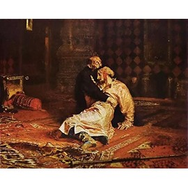 Ivan The Terrible and His Son Ivan on November 16, 1581 by Ilya Repin - 20" x 25" Premium Canvas Print