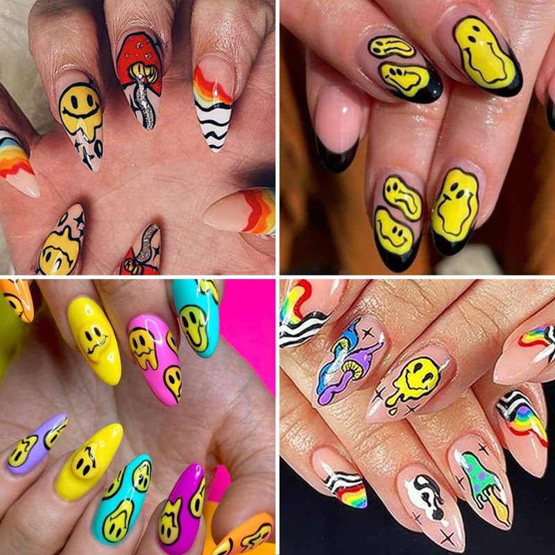 IDDFEVE 12 Sheets Abstract Smiling Face & Evil Eye Nail