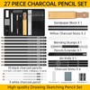 GETHPEN 27 Piece Charcoal Drawing Set - Professional Black &
