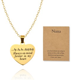 Sudaporn Nana Gigi Necklace for Women Grandma Mimi Nana Birthday Christmas Gift from Grandkids Grandson Granddaughter Heart Shaped Necklaces for Grandmother Granny Nanna Grams Gold Mamaw Gift Idea