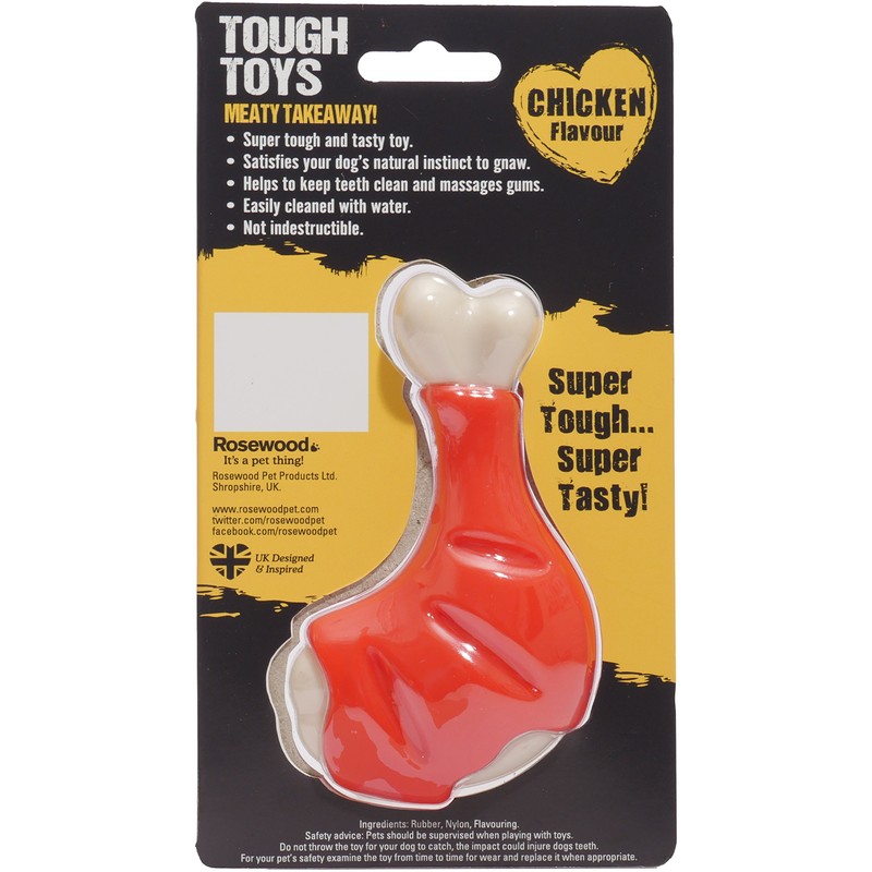 Rosewood Meaty Chicken Takeaway Leg Tough Dog Toy