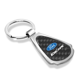 iPick Image Compatible with Ford Escape Real Black Carbon Fiber Chrome Metal Teardrop Key Chain