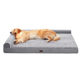 WESTERN HOME Orthopedic Dog Beds Big Large Sized Dog, Pet Sofa Bed with Removable Washable Cover, Egg Foam Support, Bolster Cushion for Comfortable Sleep, Waterproof Lining and Non-Slip Bottom